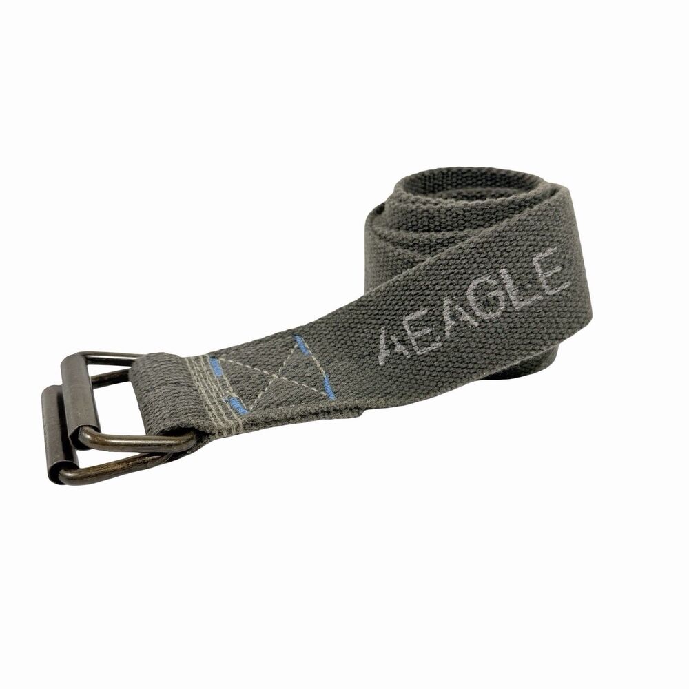 American Eagle Belt Men's Size 34 Army Military Green Canvas D-Ring 46" Y2K